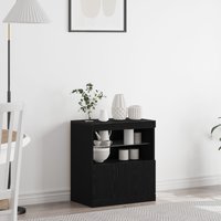 Berkfield Home Sideboard with LED Lights Black Oak 60x37x67 cm | Size: 60 x 37 x 67 cm