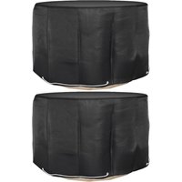 Berkfield Home Garden Furniture Covers 2 pcs 6 Eyelets Ø125x75 cm Round in Black | Size: 125x75 cm