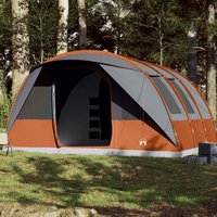 Berkfield Home Family Tent Tunnel 7-Person Grey & Orange Waterproof