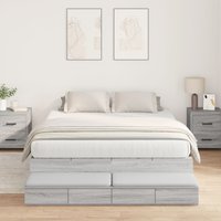 Berkfield Home Storage Bed Frame Grey sonoma Engineered wood 150 x 200 cm