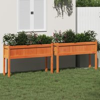 Berkfield Home Garden Planters 2 pcs with Legs Wax Brown Solid Wood Pine