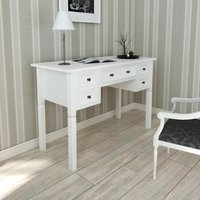 Berkfield Home White Writing Desk with 5 Drawers