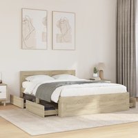 Berkfield Home Bed Frame with Headboard without Mattress Sonoma Oak 120x200 cm in Brown | Size: Small Double