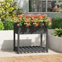 Berkfield Home Planter with Shelf Grey 82.5x54x81 cm Solid Wood Pine