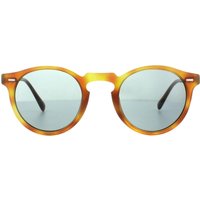Oliver Peoples Men's Round Semi Matt Havana Indigo Photochromic Sunglasses in Brown