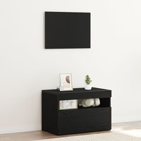 Berkfield Home Black Oak TV Stand with LED Lights, 60x35x40 cm, Made from Engineered Wood | Size: 60 x 35 x 40 cm