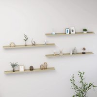 Berkfield Home Wall Shelves 4 pcs Sonoma Oak 115x9x3 cm in Brown | Size: 115 x 9 x 3 cm