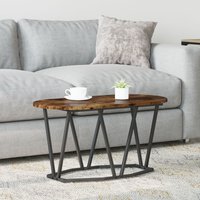 Berkfield Home Coffee Table in Smoked Oak - 80x40x40.5 cm, Made from Engineered Wood & Metal in Brown | Size: 80x40x40.5 cm