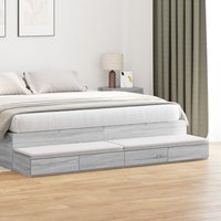 Berkfield Home Bed Drawers in Grey Sonoma - 180x36.5x16.5 cm - Made of Engineered Wood
