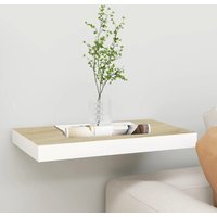 Berkfield Home Floating Wall Shelf Oak & White 50x23x3.8 cm MDF in Brown