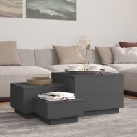 Berkfield Home Storage Boxes with Lids 3 pcs Grey Solid Wood Pine