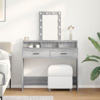 Berkfield Home Dressing Table with LED Lights Grey Sonoma 100x41x140 cm in Grey | Size: 100 x 41 x 140 cm