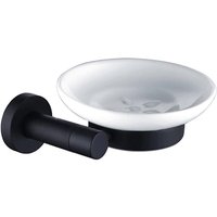 Nes Home Modern Round Matte Black Ceramic Soap Dish