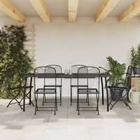 Berkfield Home 7 Piece Garden Dining Set Anthracite Metal Mesh in Black