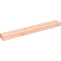 Berkfield Home Wall Shelf 80x10x6 cm Untreated Solid Wood Oak in Brown | Size: 80 x 10 x 6 cm