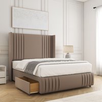 BSSPOKE Peyton Divan Bed Velvet 54" Headboard & 2Drawers Footend No Mattress in Bronze | Size: Small Double