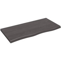 Berkfield Home Wall Shelf Dark Grey 100x50x(2-4) cm Treated Solid Wood Oak in Brown