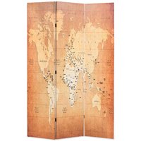 Berkfield Home Folding Room Divider 120x170 cm World Map Yellow