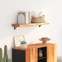 Berkfield Home Wall Shelf 80x30x2.5 cm Rectangular Solid Wood Acacia Live Edge in Brown