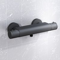 Matte Black Round Thermostatic Shower Bar Valve Single Outlet