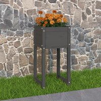 Berkfield Home Planter Grey 40x40x81 cm Solid Wood Pine | Size: 40 x 40 x 81 cm