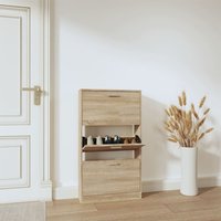 Berkfield Home Shoe Cabinet Oak 59x17x108 cm Engineered Wood in Brown | Size: 59 x 17 x 108 cm