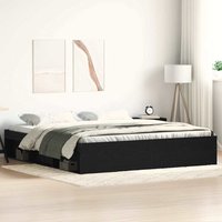 Berkfield Home Bed Frame without Mattress Black Oak 200x200 cm Engineered Wood in Brown
