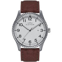 Crosswind Canvas Overlaid Leather Band Watch w Date