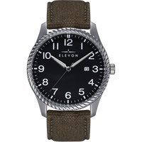 Crosswind Canvas Overlaid Leather Band Watch w Date