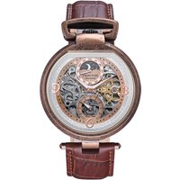 Lincoln Leather Band Skeleton Watch Moon Phase