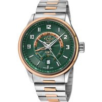 Giromondo Swiss Quartz Watch Dial Stainless Steel Sapphire Crystal & GMT Function Gold