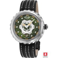 Motorcycle SS Case Green dial Silver hands Genuine Handmade Italian Leather Black Beige Strap
