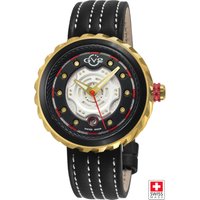 Motorcycle IPGP BLK Case GP dial GP hands Genuine Handmade Italian Leather Black White Strap