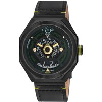 Stella Solar Power Swiss Quartz Black Green Dial Black Gold Handmade Italian Leather Watch