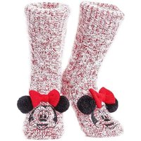 Disney Men's Minnie Mouse Fluffy Socks in Red