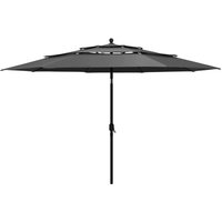 Berkfield Home 3-Tier Parasol with Aluminium Pole Anthracite 3.5 m in Black