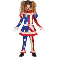 Fiestas Guirca Girl's Fancy Dress Child Patriot Clown Costume in Red | Size: 11-12 Years