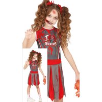 Fiestas Guirca Fancy Dress Child Zombie Cheerleader Costume in Red | Size: 11-12 Years