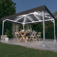 Berkfield Home Gazebo with LED String Lights 400x300 cm Anthracite Aluminium in Black