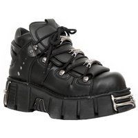 New Rock Unisex Vegan Leather Gothic Boots- M-106-VS1 in Black | Size: 4