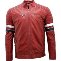 Infinity Leather Men's Quilted Leather Racing Jacket-Madrid in Red | Size: 4XL