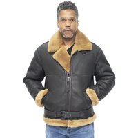 Infinity Leather Men's RAF Sheepskin Leather Aviator Jacket-Colchester in Brown | Size: 4XL