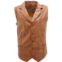 Infinity Leather Men's Smart Classic Leather Waistcoat-Bristol in Tan | Size: XS