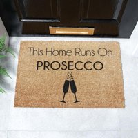 Artsy Mats This Home Runs On Prosecco Doormat in Black | Size: 40 cm x 60 cm