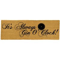 Artsy Mats LONG It's Always Gin O'Clock Doormat in Beige | Size: 40 cm x 120 cm