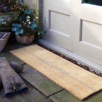 Artsy Mats Grey Welcome Doormat in Beige | Size: 40 cm x 120 cm