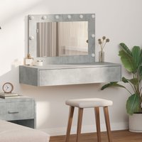 Berkfield Home Wall Hanging Dressing Table with LED Lights in Concrete Grey