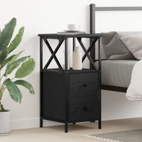 Berkfield Home Black Oak Nightstand, 34x35.5x70 cm, Made of Engineered Wood | Size: 34x35.5x70 cm