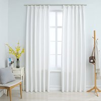 Berkfield Home Blackout Curtains with Hooks 2 pcs Off-White 140x225 cm in White