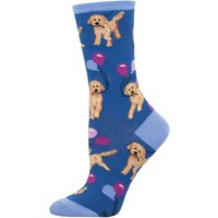 Socksmith Women's 'Doodle Party ' Labradoodle Design Socks Quality Cotton Mix Novelty Dog Lover Gift in Blue | Size: 3-8